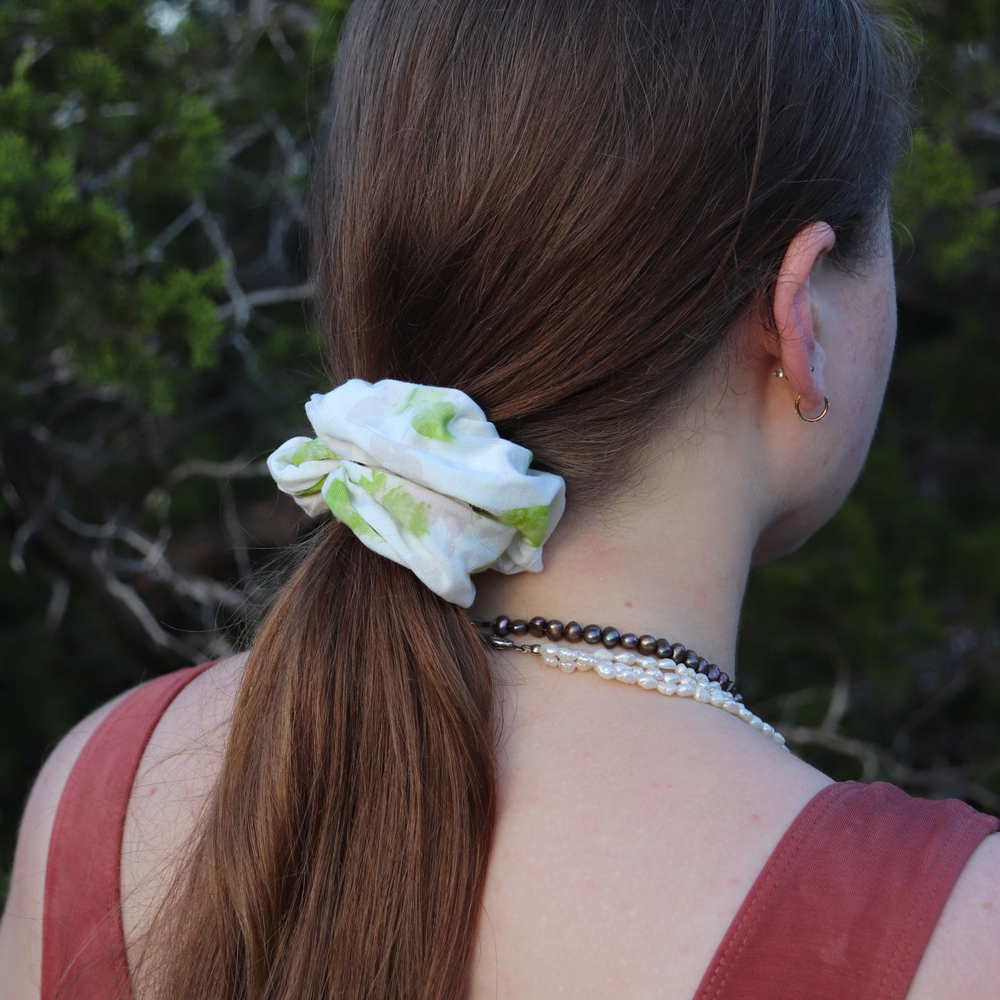Raindrops on Leaves Scrunchie