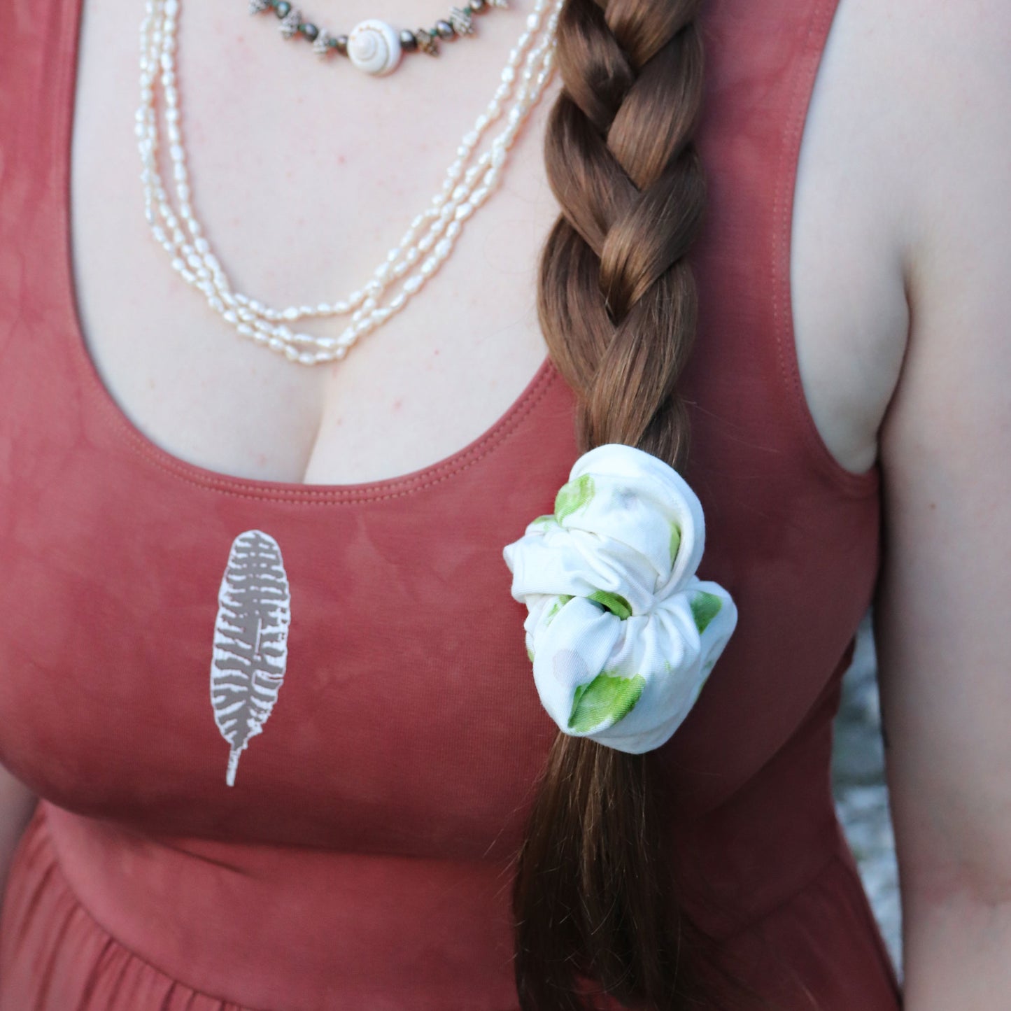 Raindrops on Leaves Scrunchie