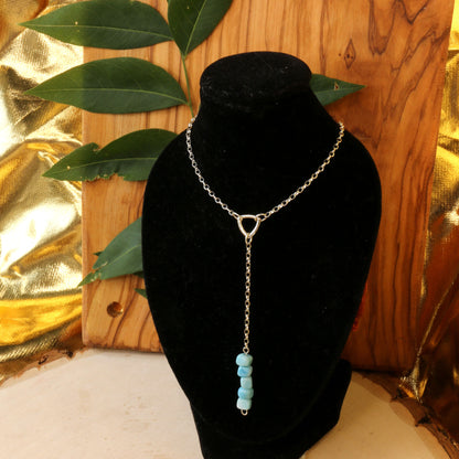 Dainty Genuine Larimar Sterling Silver Necklace