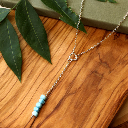 Dainty Genuine Larimar Sterling Silver Necklace