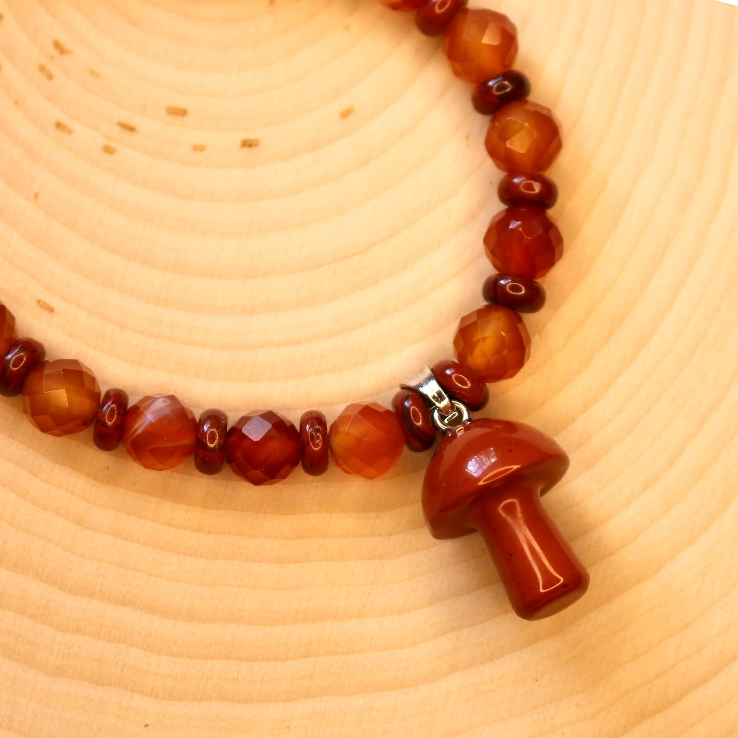 Red Jasper Mushroom Necklace with Carnelian