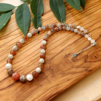 Magical Moonstone Sunstone Graduated Necklace