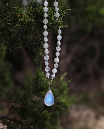 Flashy Blue Moonstone Choker Necklace with Topaz