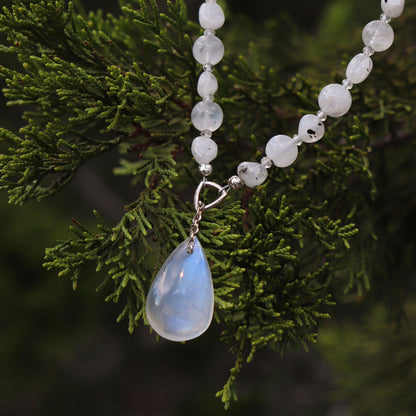 Flashy Blue Moonstone Choker Necklace with Topaz